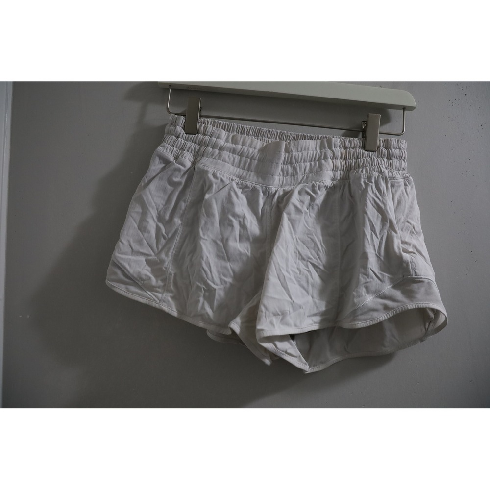 Lululemon‎ Track That High-Rise Lined Short 3 White Gray LW7AY1R Size 6 Running